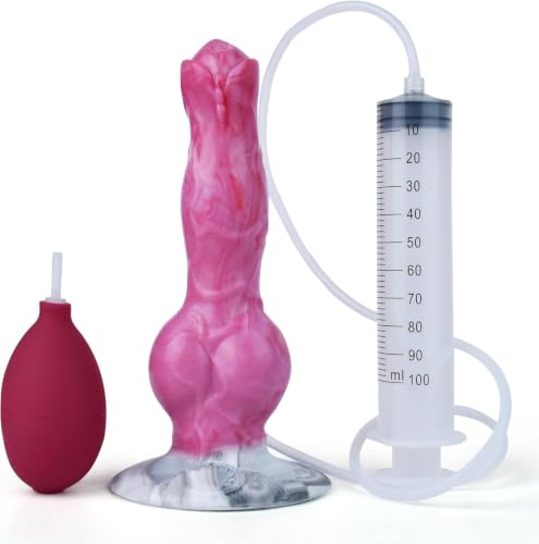 Image of Squirting Dog Knot Dildo Realistic Wolf Ejaculating Pink Dildos with Powerful Hands-Free Suction Cups Simulated Animal Dildos Adult Sex Toys Anal Plug for Beginners Men Women Couples