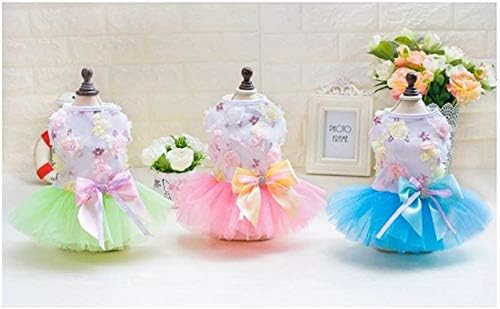 Hundekleid Welpenrock Hundeprinzessin Kleider Ballett Tutu Blume Hochzeit Spitze Luxus Bogen Kleid für kleine Hundemädchen L Pink