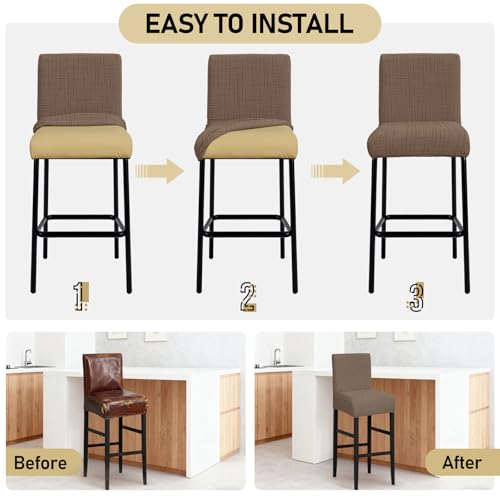 Image of JIUZHEN Coffee Stretch Velvet Bar Stool Counter Covers Set of 2
