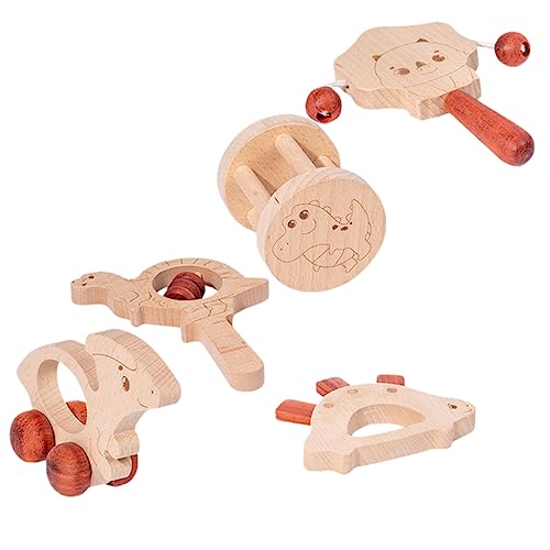 QUMIIRITY 5 Piezas Sonajero De Mano De Juguete Bebé Juguetes Musicales Sonajero De Campana De Mano Sonajeros De Sonajero De Mano Para Pequeños Sonajeros De Mano De Bebé De Madera