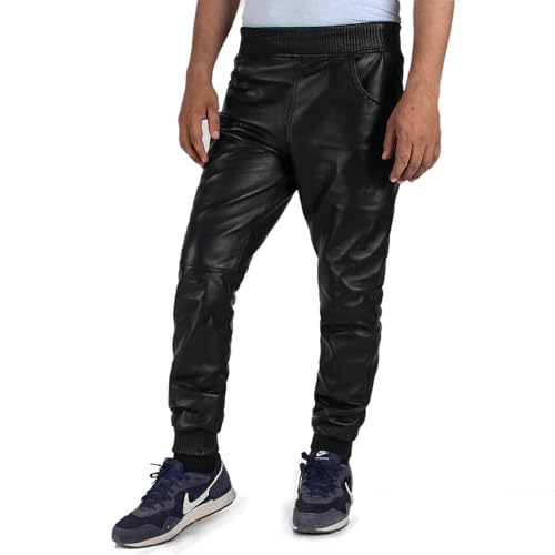 Laverapelle Men's Genuine Lambskin Leather Pants (Black, 42, Polyester Lining) 2304006