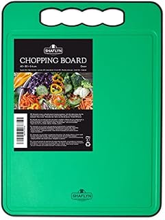 Green Chopping Boards for Kitchens 40x30cm  Non-Porous, Plastic Cutting Board with Juice Groove, Anti-Slip Pads & Contoured Handle  Ideal for Meat, Fruits, and Vegetables  Dishwasher Safe