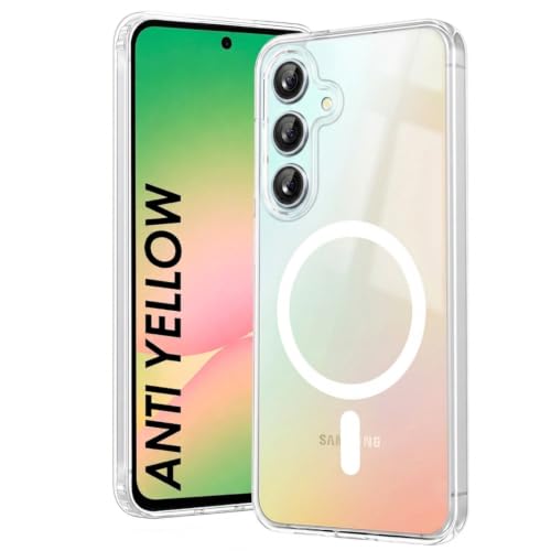 Image of DIZORO Crystal Clear Magnetic Compatible with Samsung A34 Back Cover case with Anti-Yellow ( Compatible with Magsafe ) Anti-Scratch | Shockproof Transparent Cover