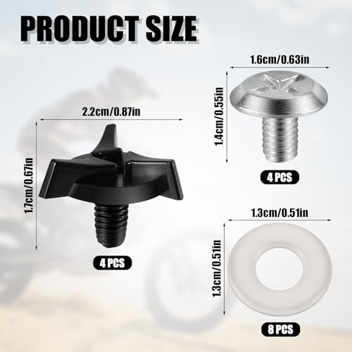 NQEUEPN 8pcs Motorcycle Helmet Screws, Helmet Visor Screws with 8pcs Rubber Washers Motorcycle Helmet Accessories (Black, Silver)