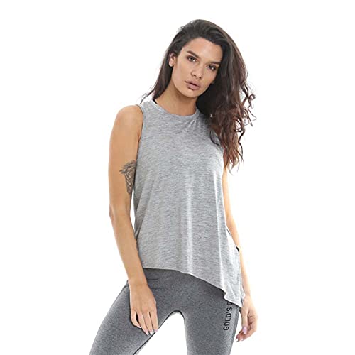 Gym GGLVST116 Dames séance d'entraînement de l'or Formation Débardeur asymétrique Angle Hem Manches T-Shirt Gilet, Gris Marl, M Cover