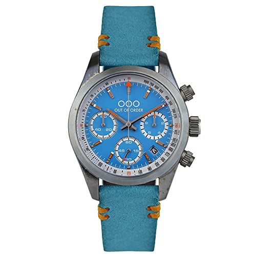 Chronographe Out of Order SPORTY anti-rayures saphir pour homme actif en acier bleu