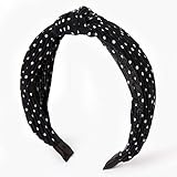 Claire's Polka Dot Pleated Knotted Headband for Girls, One Size, Black and White, 1 Piece