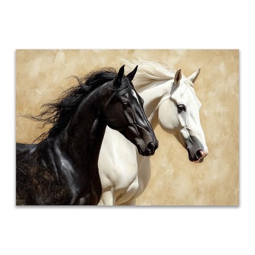 Tableau de cheval pour salon et restaurant DunPei monochrome 70x100cm