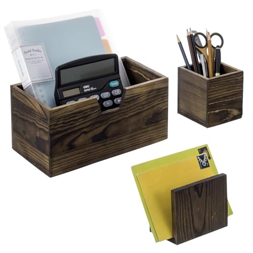 MyGift Magnetic Storage Trays, Rustic Burnt Solid Wood Magnet Off...