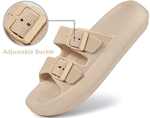 BenSorts Pillow Sandals for Women Men Thick Sole Adjustable Buckles EVA4