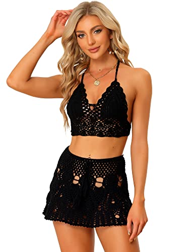 Bikini de dos piezas Allegra K con falda de punto para evitar quemaduras del sol