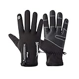 [KOUTEI] アウトドアグローブ 防寒グローブ 厚手 撥水加工 タッチパネル対応 スポーツグローブ 手袋 自転車グローブ 保温防風 登山サイクリンググローブ 滑り止め付き 男女兼用 (ブラック, M)