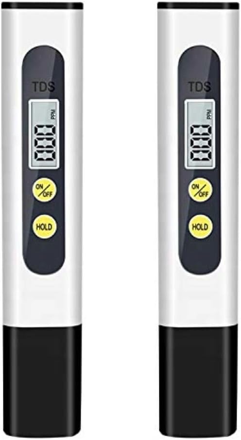 Portable Digital TDS & EC Meter Hold (White) Pack of 2 with LCD Screen, Water Quality Testing Pen with Protective Case for RO Water purifier, RO UV Filter Testing & Water Testing with Hold Function