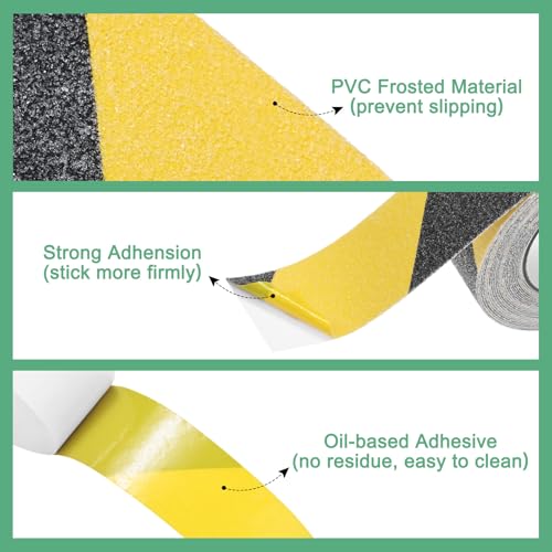 Image of M METERXITY 2-Pack Grip Tape, 1.4Inch x 33ft /35mm x 10m Anti Slip Traction Tape for Stair Steps /Indoor /Outdoor, Non Skid Adhesive Stair Tread Tape [Black /Yellow]