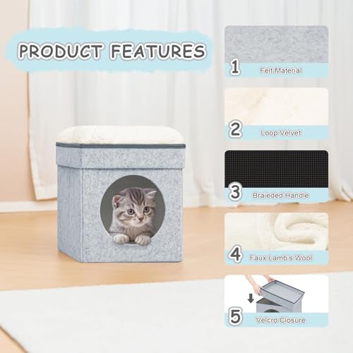 Niche pour chat blanc 32 B FSOBEIIALEO panier fermé maisonnette chaton intérieur - 3