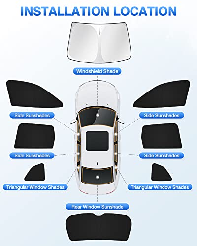 Image of Canvcle Sunshades for 2019-2024 Subaru Forester Accessories Windshield Sun Shade Side Rear Window Shade Cover Sun Visor Shield Privacy Protection Keep Vehicle Cool Black 8PCS