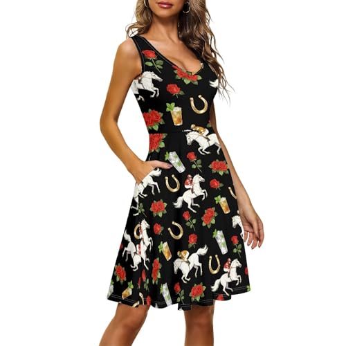Image of TOADDITDO Womens Summer Sleeveless Tank Dress with 2 Side Pockets XS-4XL Plus Size