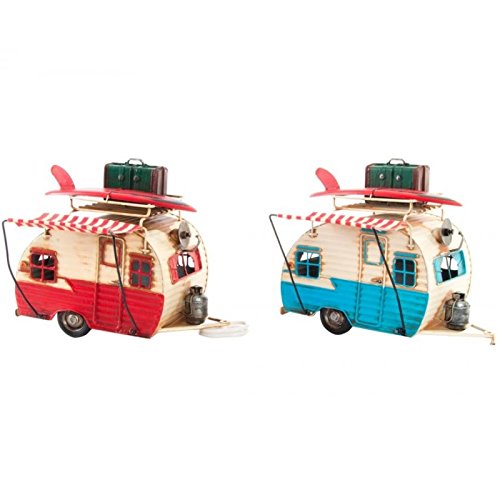 Dcasa - Caravana Decoracion Metal clásico Surf 23x14x19 cm - Rojo