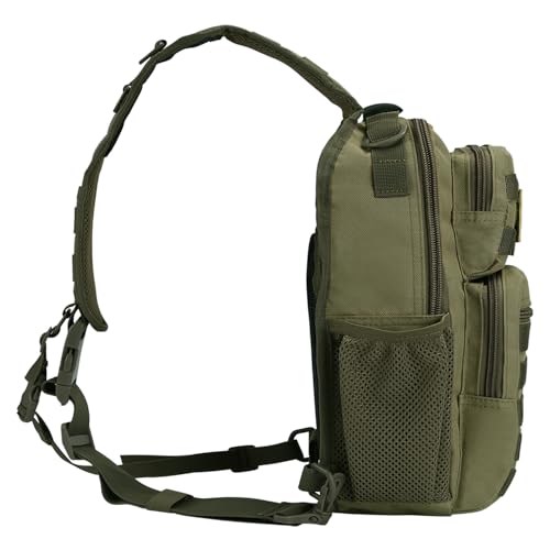 Image of Rover Sling Pack Tactical Shoulder Sling Bag Backpack with Bottle Holder Crossbody Chest Bag, Olive