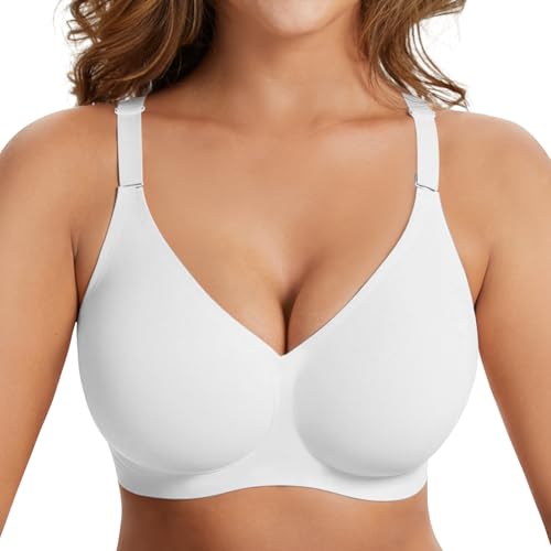 Image of PoseFree Full Coverage Bra No Underwire, with Seamless Design & Supportive Jelly Strip Technology White M