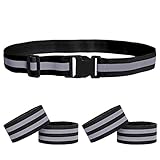 EONAZE Pulsera reflectante, de alta visibilidad, banda reflectante, 1 cinturón de seguridad, 4 brazaletes, reflectantes, cinturón de seguridad, set de seguridad (negro-3)