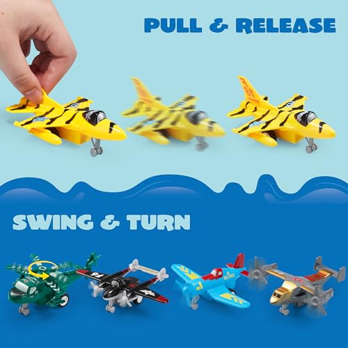 image for JOYIN 16 Pcs Pull Back Airplane Toys, Boys Plane Playset, Aircraft Inc