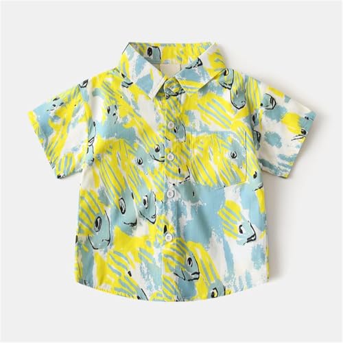 Kids Boys Polo Shirt Breathable Short Sleeve Classic Polos Toddler Tropical Floral (Light Blue-2, 18-24 Months)2