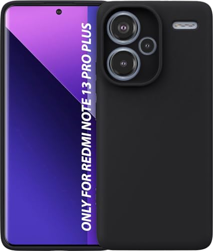 Image of DIZORO Compatible with Mi Redmi Note 13 Pro Plus 5G Back Cover with Upgraded Square Edges for Camera Protection Shockproof Flexible Matte Liquid Silicone Mobile Phone Case (Black)