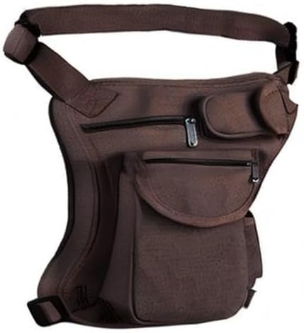 Small Multi-Purpose Drop Waist Leg Bag Canvas Utility Tactical Hip Molle Pack Sport Camping Hiking Motorcycle Racing Thigh Pouch Coffee - Image 6