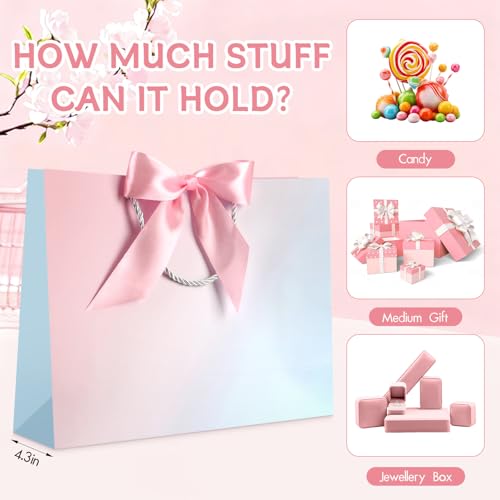 Image of JMANNI Mothers Day Gift Bags, Gift Bags with Ribbon, Portable Paper Gift Bag, for Any Occasion, Including Valentines Day Baby Shower Birthday Party Wedding Mothers Day(LP11-DLS08-L