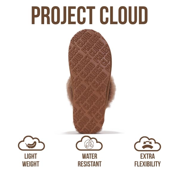 Project Cloud Genuine Leather Slippers for Women Footwear with Real Sheep Wool Lining Womens Clogs & Mule - Non-Slip Indoor/Outdoor Scuff Womens Slippers with Memory Foam Insole (Henka)