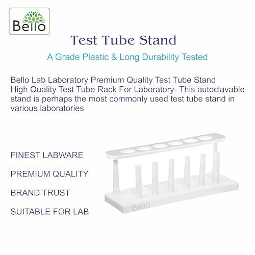 Image of Borosilicate 3.3 Glass Test Tubes 15X125MM (6 pcs) with Plastic Test Tube Stand (White) and Test Tube Holder with Free Test Tube Cleaning Brush Combo of 9 Products