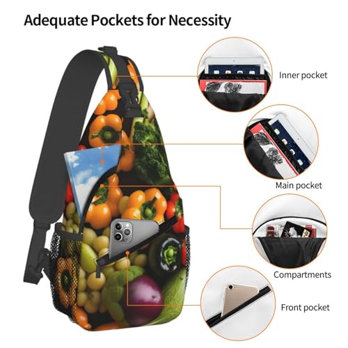 Morrales tipo bolso con estampado de frutas y vegetales miniatura 4