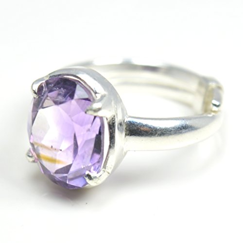 Bague améthyste 5 carats argent sterling 92.5 ajustable pierre violette