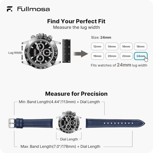 Image of Fullmosa Watch Band, Quick Release Leather Watch Strap Compatible with Samsung Galaxy Garmin for Men Women, Replacement Bands Width 12mm 14mm 16mm 18mm 19mm 20mm 21mm 22mm 24mm