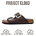 Project Cloud 100% Genuine Leather Flat Sandals for Women 2026 Comfortable Beach Essentials Womens Sandals Memory Foam Vacation Essentials Slides for Women Footwear (Santorini, Choc, 9)
