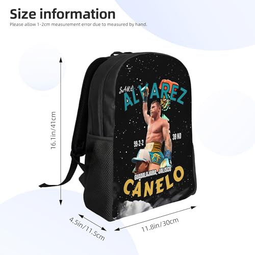 Canelo Music Alvarez Unisex Backpack Single-Sided Printed Backpack Light Casual Laptop Backpack Travel Backpack Suitable For Office Travel Commuting, Black4
