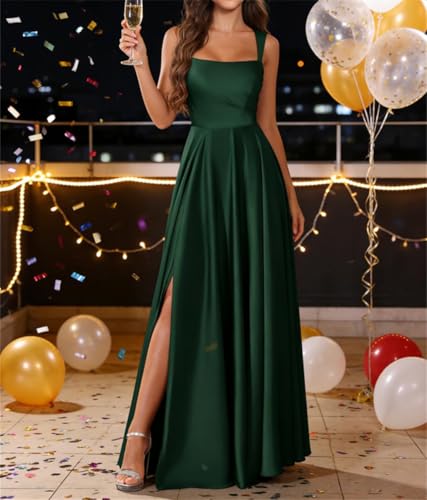 Robe de cocktail noire en satin taille 54 avec fente flatteuse pour femme - 5