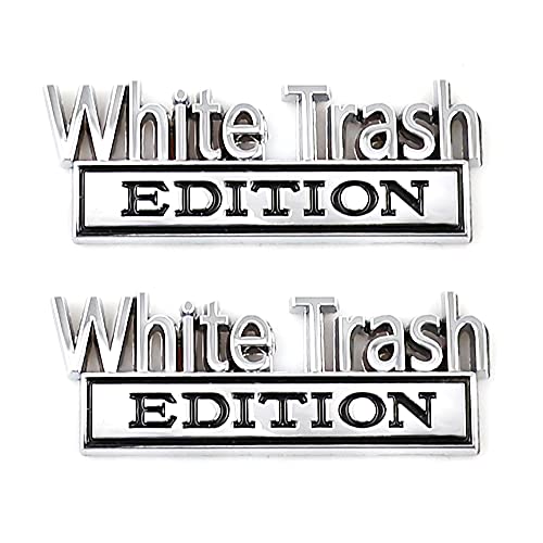 2 Pcs White Trash Edition Emblem Car Side Rear Front