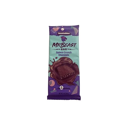 Miniatura 2 de Feastables Mr Beast Barras de chocolate  NUEVO chocolate con mantequilla de maní Deez Nutz, Quinoa Crunch, chocolate con leche, sal marina y barras