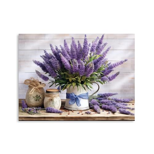 Purple Lavender Wall Art Rustic Floral Bathroom Wall Decor Purple