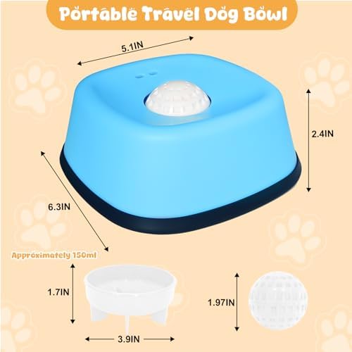 Dog Licking Bowl with Ball,Dog Lick Ball,Slow Feeder D-og Bowls for Liquid Treat,Snack Spin Dogs Lick Toy for Large Medium Small Dogs (Blue) — view 6