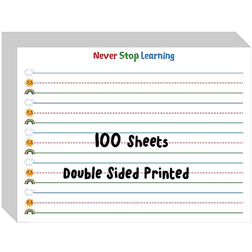 100 Sheets Ruled Writing Paper, Double-Sided Printing Skip-A-Line Ruled Writing Paper with Dotted...