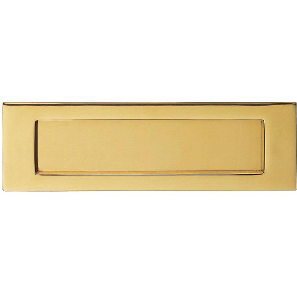 Loops Polished Brass Inward Opening Letter Plate - 257Mm X 81Mm Plain Door Letterbox