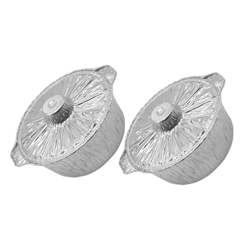 SOLUSTRE 2Pcs Foil Pots Round Cookware for High Temperature Cooking Baking and Roasting for Bbqs Picnics and Outdoor Activities Capacity