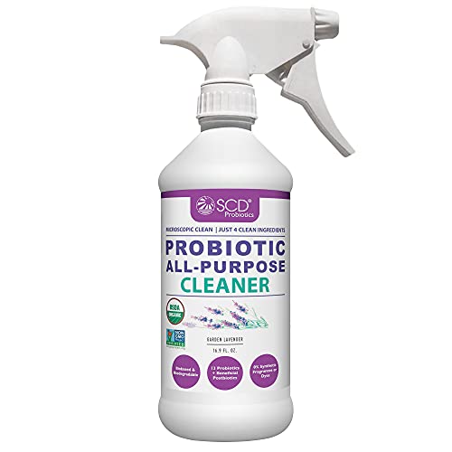 USDA Certified Organic Probiotic All Purpose Cleaner with Lavender Essential Oil, 16.9 fl. oz., Multi-Surface Cleaning Spray, Natural Household Cleaner by SCD Probiotics USDA Certified Organic Probiotic All Purpose Cleaner with Lavender Essential Oil, 16.9 fl. oz., Multi-Surface Cleaning Spray, Natural Household Cleaner by SCD Probiotics