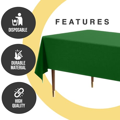 Image of Exquisite Emerald Green Rectangle Tablecloth 54 inchx108 inch - 48 Pack | Plastic Tablecloth, Disposable Table Covers Rectangle for Parties, Weddings, Holidays & Party Supplies