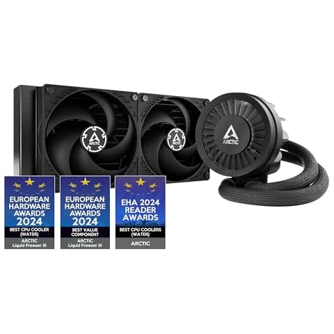 ARCTIC Liquid Freezer III 240 - CPU AIO Water Cooler, Water Cooling PC, Intel & AMD, Efficient PWM-Controlled Pump, Fan: 200–1800 RPM, LGA1851 and LGA1700 Contact Frame - Black Cover