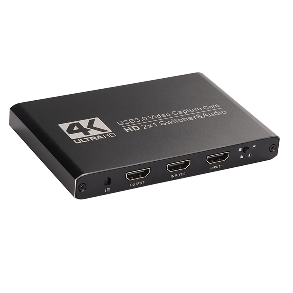 Tarjeta de Captura de Video con Corte de Pantalla Dual 2x1, Compatible con, 2 Canales A USB 3.0, Conmutador de Audio, Captura de Juegos OBS y Transmisión en Directo.