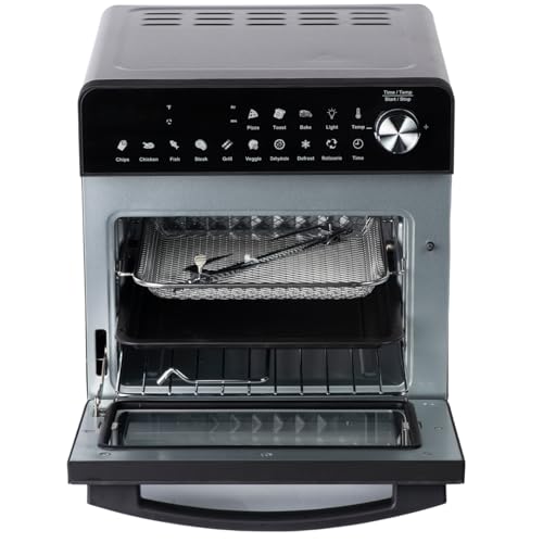 Image of MOI 1500W Air Fryer Toaster Oven Combo | Convection Toaster Ovens Countertop with 12 Presets, Digital Display, Dual Heating, Rotisserie & Dehydrate Function for Baking & Frying